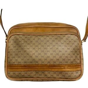 Gucci vintage mini G tan brown messenger bag unisex men & women amazing